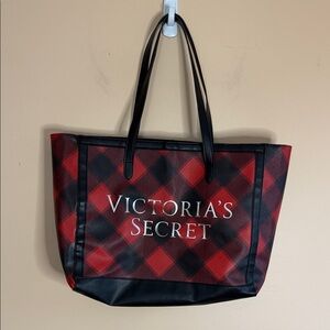 Victoria's Secret Red and Black Plaid Tote